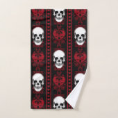 Baroque Skull Stripe Patroon Red Bad Handdoek (Handdoek)