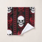 Baroque Skull Stripe Patroon Red Bad Handdoek (Wasdoekje)