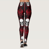 Baroque Skull Stripe Patroon Red Leggings (Achterkant)