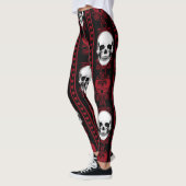 Baroque Skull Stripe Patroon Red Leggings (Links)