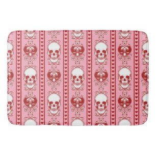 Baroque Skull Stripe Patroon Roze Rood Badmat