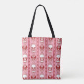 Baroque Skull Stripe Patroon Roze Rood Tote Bag (Achterkant)