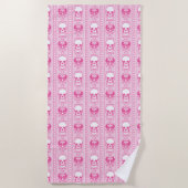 Baroque Skull Stripe Patroon Roze Strandlaken (Voorkant)