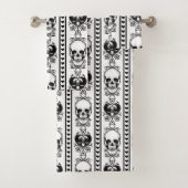 Baroque Skull Stripe Patroon White Bad Handdoek (Insitu)