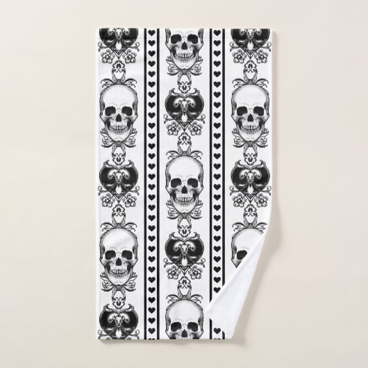 Baroque Skull Stripe Patroon White Bad Handdoek (Handdoek)