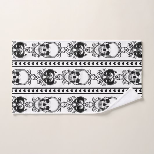 Baroque Skull Stripe Patroon White Bad Handdoek (Handdoek)