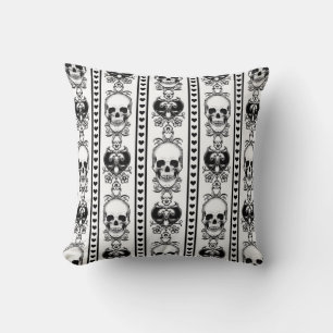 Baroque Skull Stripe Patroon White Kussen