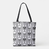 Baroque Skull Stripe Patroon White Tote Bag (Achterkant)