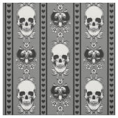 Baroque Skull Stripe Pattern Grey Fabric Stof (Swatch)