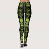 Baroque Skull Stripe Pattern Groene Leggings (Achterkant)