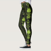 Baroque Skull Stripe Pattern Groene Leggings (Links)