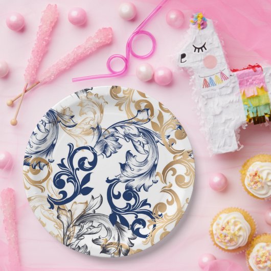 Baroque-Style Retro Classic Pattern  Papieren Bordje (Feest)