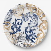 Baroque-Style Retro Classic Pattern  Papieren Bordje (Voorkant)