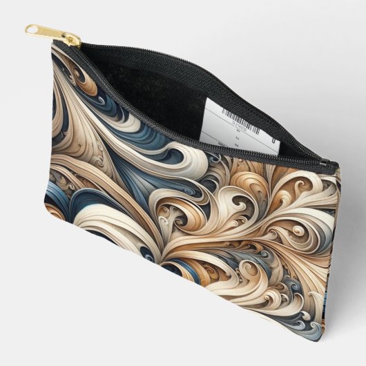 Baroque Swirl Pattern in Blue & Gold Etui (Open)