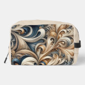 Baroque Swirl Pattern in Blue & Gold Toilettasje (Achterkant)
