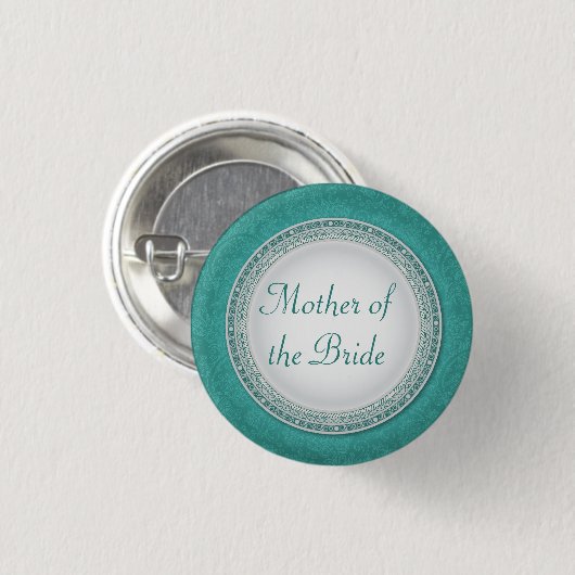 Baroque Turquoise Plaque Wedding Role Button (Voorkant /achterkant)