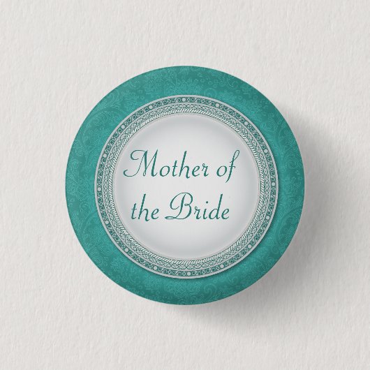 Baroque Turquoise Plaque Wedding Role Button (Voorkant)
