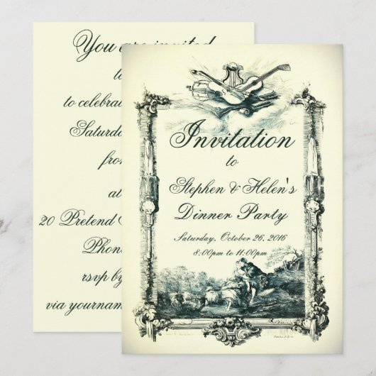 Baroque uitnodiging (Voorkant / Achterkant)