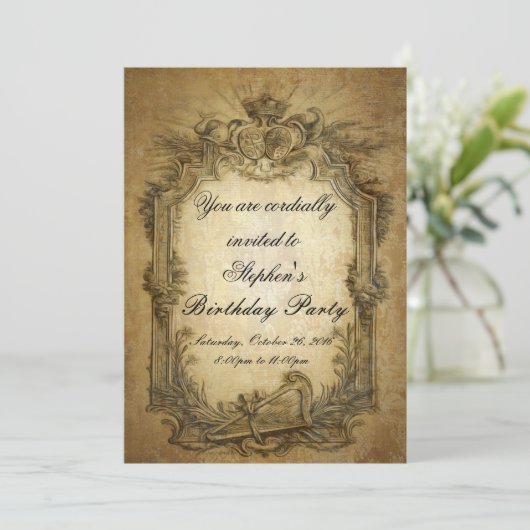 Baroque uitnodiging (Staand voorkant)