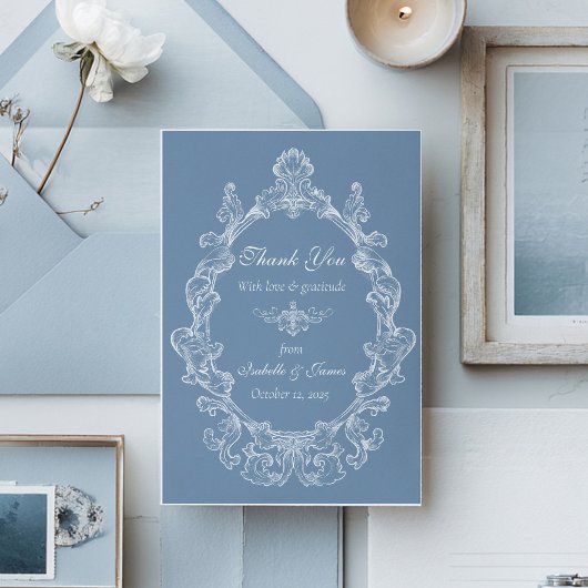 Baroque Vintage Damask Wedding Bedankkaart