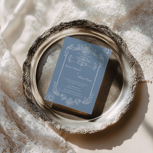 Baroque Vintage Damask Wedding Kaart