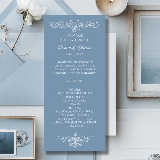 Baroque Vintage Damask Wedding Programmakaart