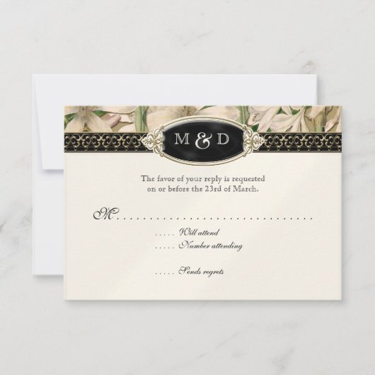 Baroque Vintage Lily Formal Elegant Wedding RSVP (Voorkant)