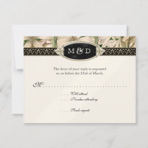 Baroque Vintage Lily Formal Elegant Wedding RSVP Kaartje