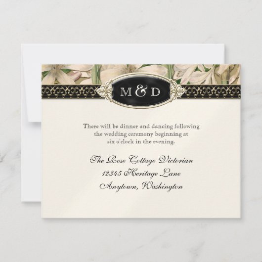 Baroque Vintage Lily Formal Wedding Reception Kaart (Voorkant)