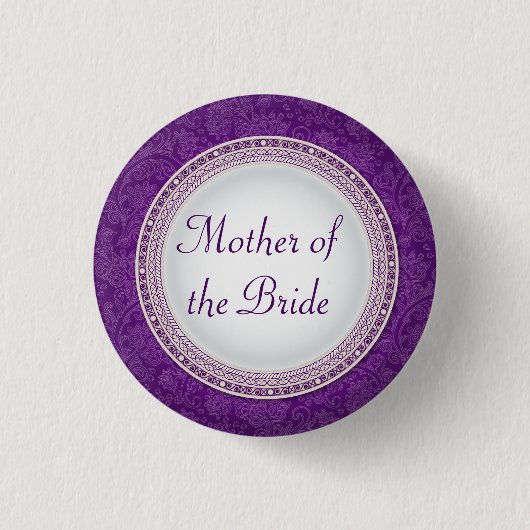 Baroque Violet Plaque Wedding Role Button (Voorkant)