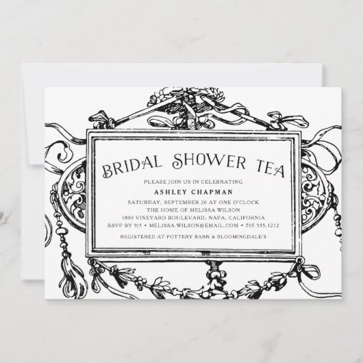  Baroque Vrijgezellenfeest Tea Kaart (Voorkant)