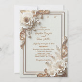 Baroque White Flowers Opulence Ivory Gold Frame  Kaart (Voorkant)