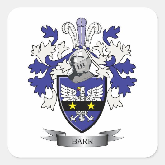 Barr Family Crest Coat of Arms Vierkante Sticker (Voorkant)