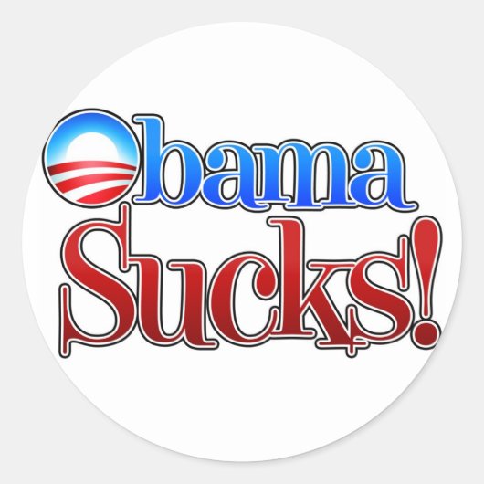 Barrack Obama Sucks Ronde Sticker (Voorkant)