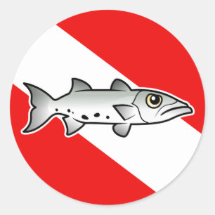 Barracuda Dive Flag Ronde Sticker