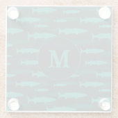Barracuda Fish Blue Monogram Glazen Onderzetter (Achterkant)