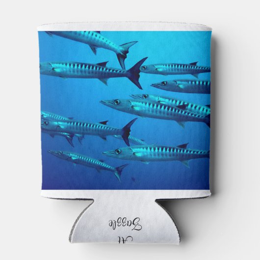 Barracuda Fish Dive Deep Ocean Water Zwemmen Stran Blikjeskoeler (Achterkant)