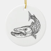 Barracuda Fish Doodle Art Keramisch Ornament (Voorkant)