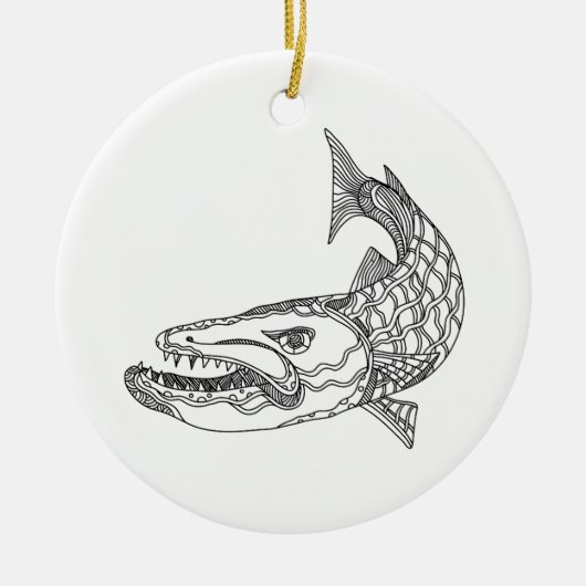 Barracuda Fish Doodle Art Keramisch Ornament (Voorkant)