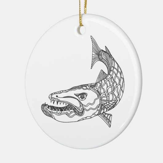 Barracuda Fish Doodle Art Keramisch Ornament (Links)