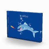 Barracuda fish hungry fishing cartoon illustration fotoblokken (Rechts)