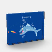 Barracuda fish hungry fishing cartoon illustration fotoblokken (Links)