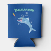 Barracuda hongende cartoon blikjeskoeler (Voorkant)