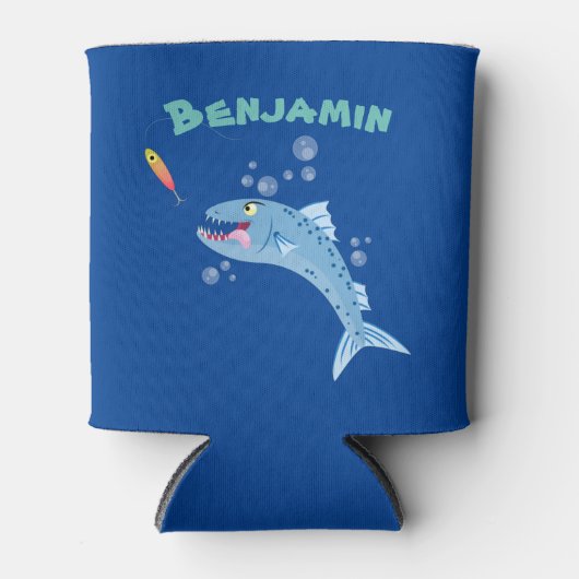 Barracuda hongende cartoon blikjeskoeler (Voorkant)