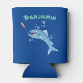 Barracuda hongende cartoon blikjeskoeler (Achterkant)