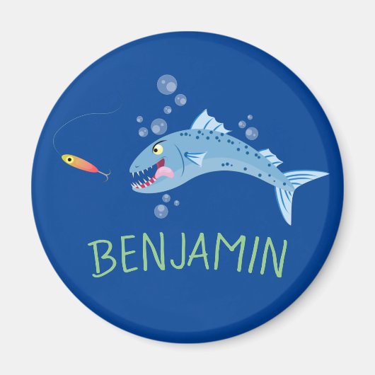 Barracuda hongende cartoon magneet (Voorkant)