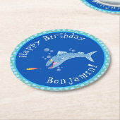 Barracuda hongende cartoon ronde kartonnen onderzetter (Gebogen)