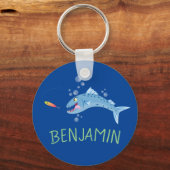 Barracuda hongende cartoon sleutelhanger (Voorkant)