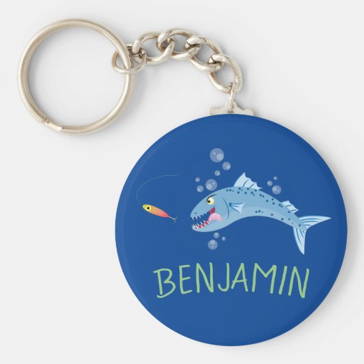 Barracuda hongende cartoon sleutelhanger (Voorkant)