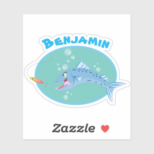 Barracuda hongende cartoon sticker (Vel)